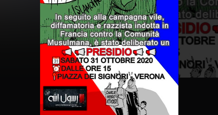 Anche a Verona si scende in piazza contro le offese al Profeta Muhammad