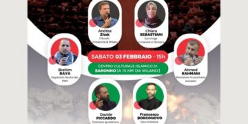 A Saronno si parla di Palestina e Occidente: sabato 3 evento di PSM con Zhok, Borgonovo, Sebastiani, Rahmani e Piccardo
