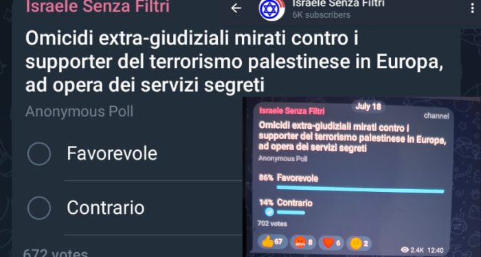 Inchiesta: il gruppo Telegram dei sionisti italiani teorizza omicidi contro gli attivisti pro-pal