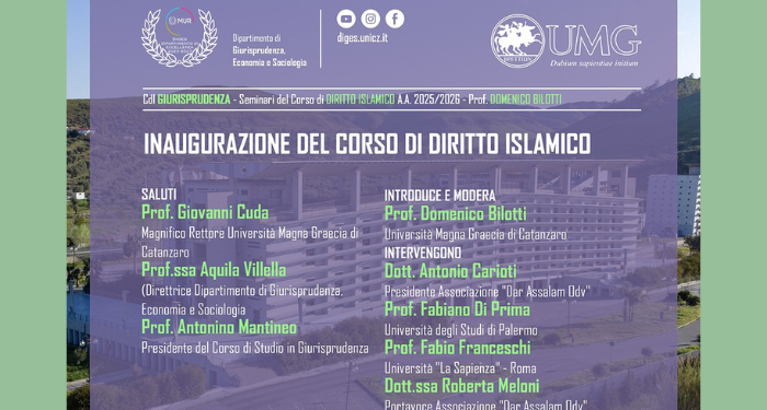Un corso di diritto islamico all’Università “Magna Graecia” di Catanzaro